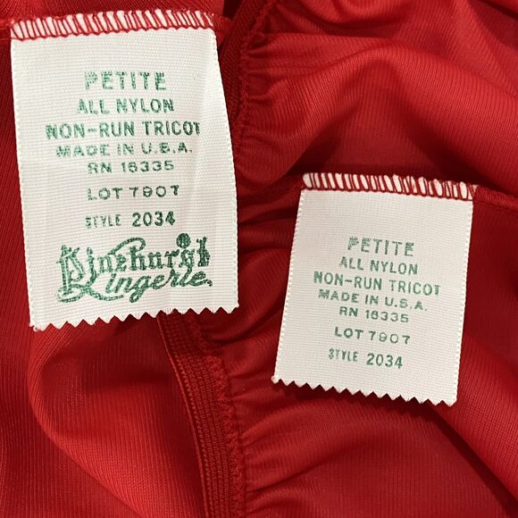 Vintage 60s MOD Red & White Nylon Hostess Pajama Set Women's Size Petite - Picture 13 of 13